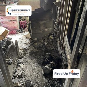 A home badly burned in a house fire caused by a hoverboard battery exploding - Independent Restoration Services - Built On Service